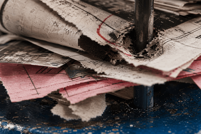 Close detail of paper punctured by the clipping spike.